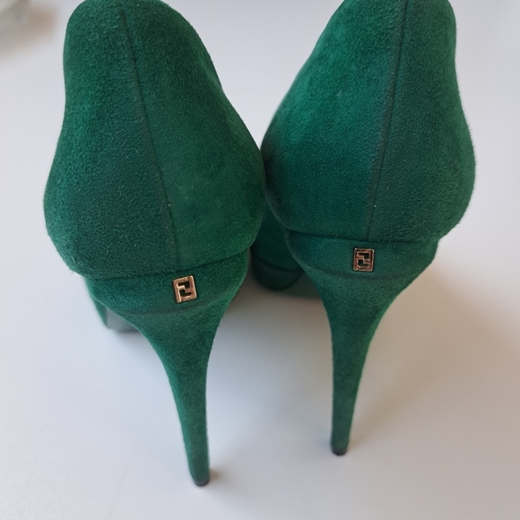FENDI women's pumps emerald green size 36 1/2‎ Made In Italy - Picture 6 of 12